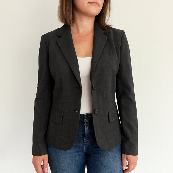 Ann Taylor Charcoal Gray 2-Button Tailored Blazer Jacket Size 12 - Picture 6 of 6